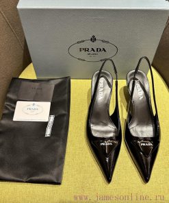 Prada/Prada 2024 Spring/Summer New Product Saffiano Lacquer Strap High Heels Shining Debut Reco eqvve6gw