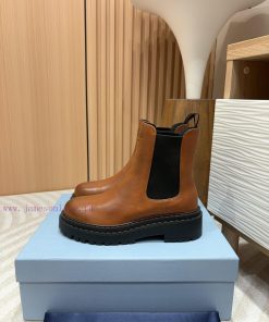 -24Ss New Prada Triangle Logo Double Edge Serrated Thick Sole Elastic Short BootsThis Leather C oego28fv