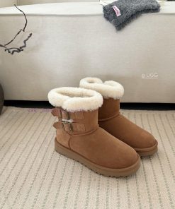 𝐔*g ₂₀₂₄ . Curly Double Breasted Snow BootsMilard Girl's Dream Boots~Handmade Top Layer Of Cow 338zu2b7