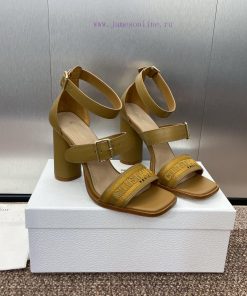 Dior Dway 2024 Spring/Summer High Heels Electric Embroidery Color Blocked Roman Sandals CD Lett xn4vwjmp