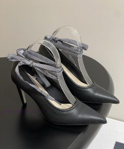 25ss Early Spring New Dior D-Journey Lace Up High Heels Pointed Punched Webbing Flat Sole Shoes 0hu7kndm