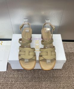 Dior 2025 Spring/Summer New D-Club Jelly Color Hollow Layered Cross Strap Middle Heel Women's S hidb9xtq