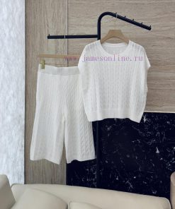 FG003 New Package ️BC 100% Cotton Bead Yarn Short Sleeved Knitting ➕ Mid Pants Set Pink And W 0m2pkw9n