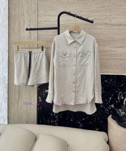 AX001 New Package ️Zim... 100% Linen Long Sleeved Shirt ➕ Shorts Set In Linen Color SMLUpdate t5r86hwh