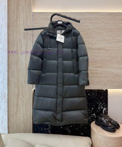 8252 New Down Jacket ️Max Mara 90% White Goose Down Long Down Jacket In Black Military Green dg9hlhvp