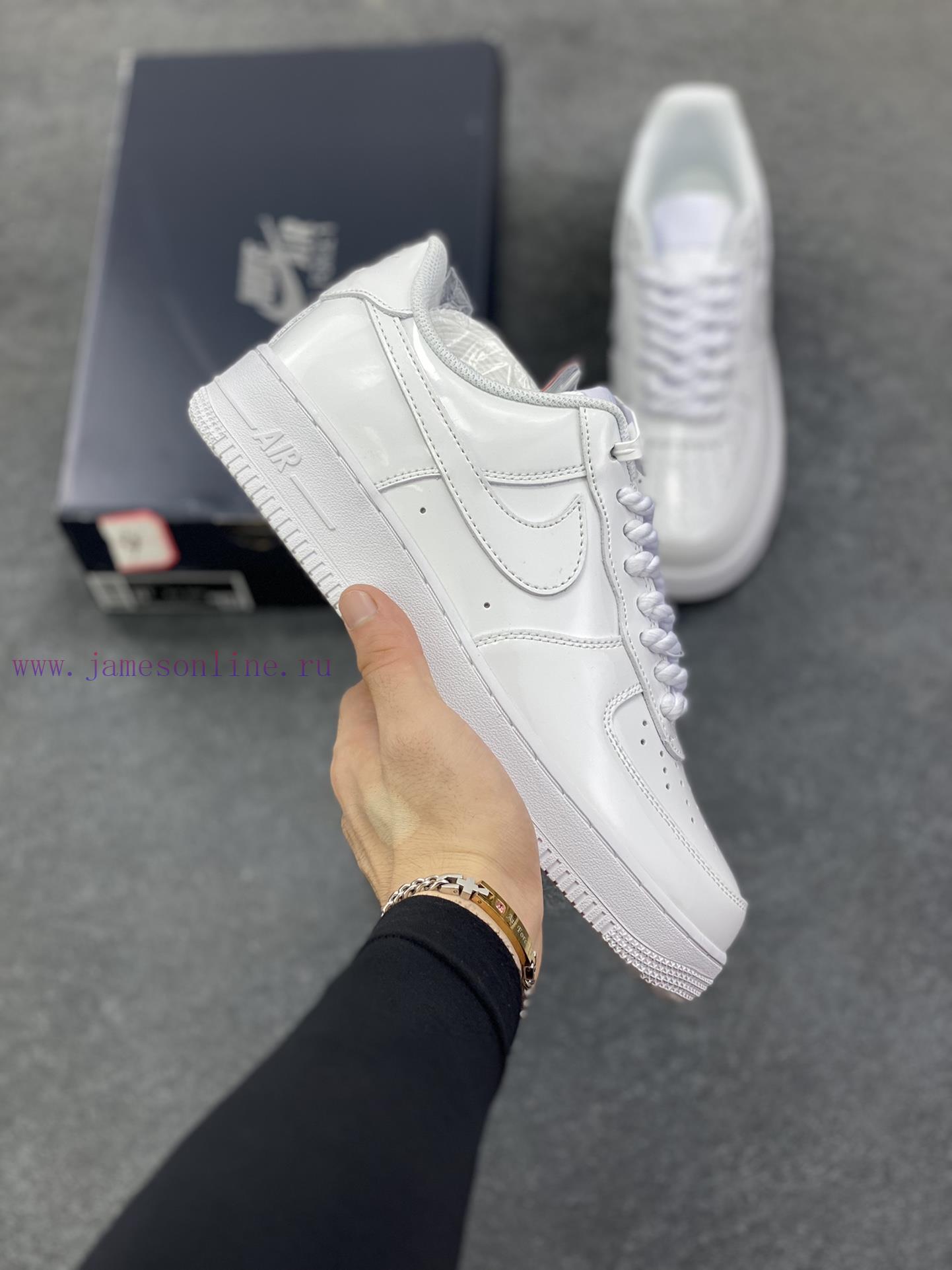 Nike Air Force 1 Low All White Mirror Topcoat Leather Original Last Original Paperboard Crafted 6y1ovacw - Image 2