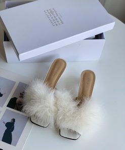 High Quality Maison Margiela MM6 New SlippersUpper Mink Fur Lining Sheepskin Heel Height 5.5/9. mgfbzwoj