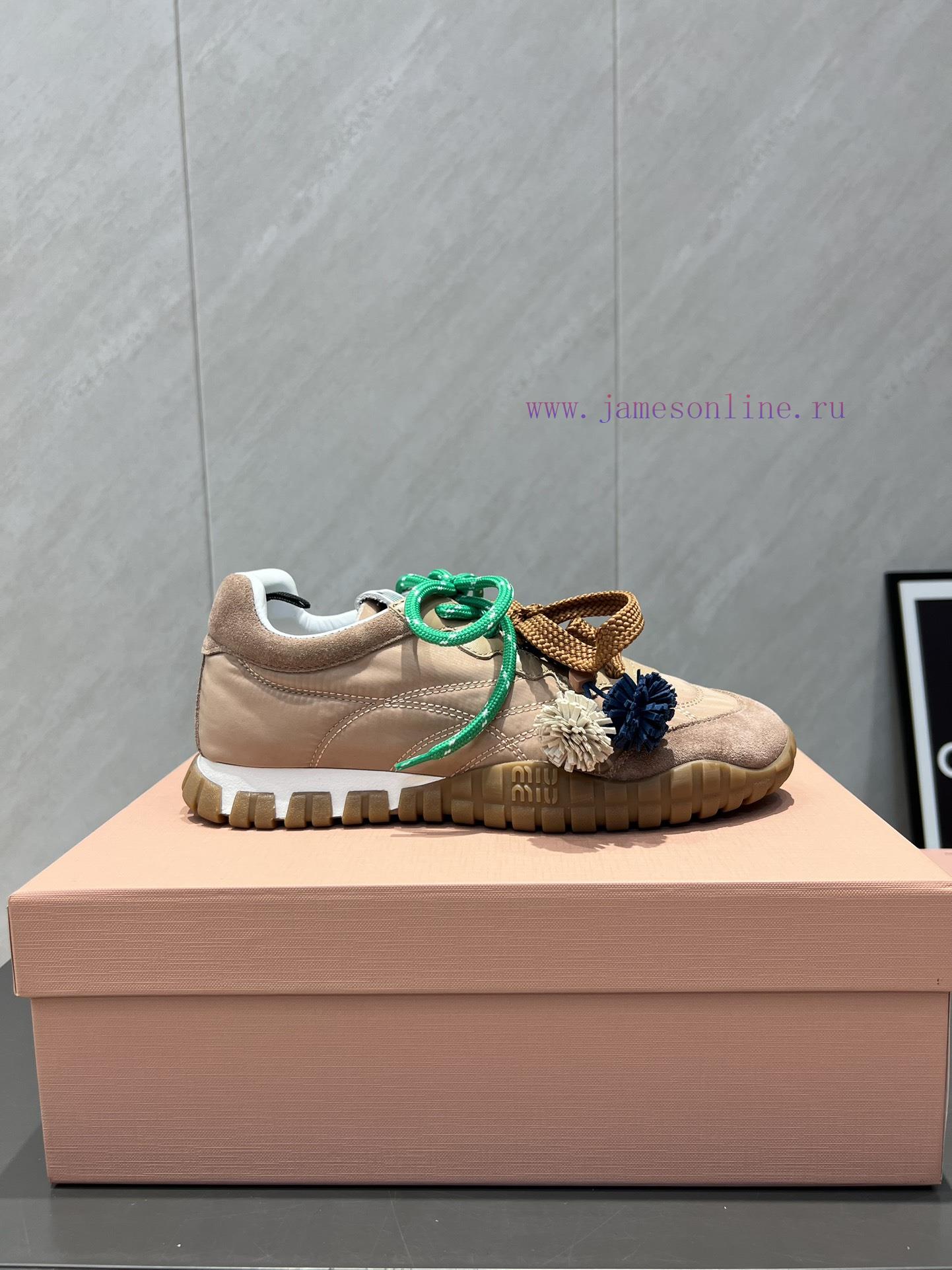 Top TierMiumiu 2025 Vs Latest Popular Casual Shoe SeriesColor Blocked Windmill Buckle Casual Sh ic200c4m - Image 6