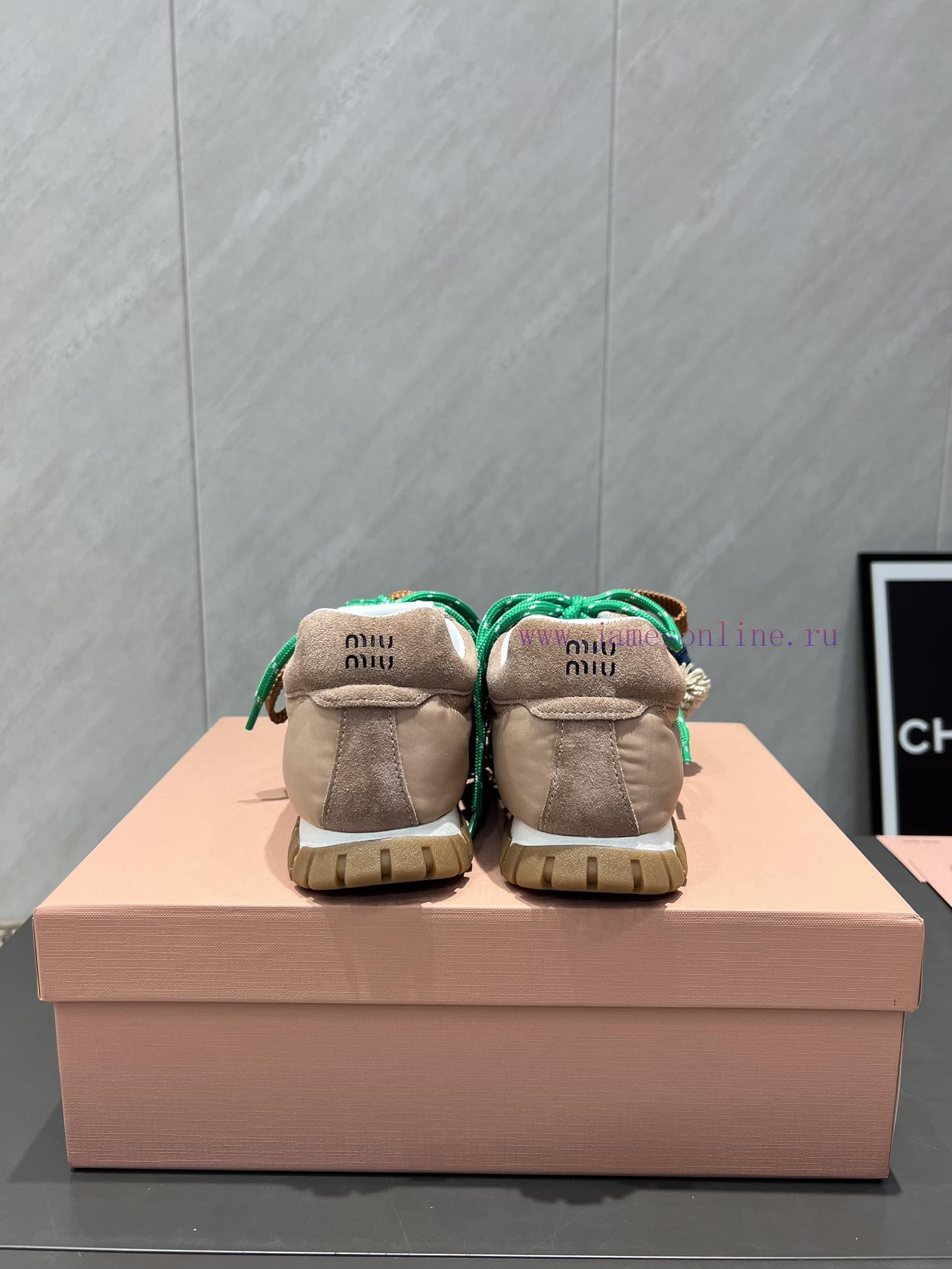 Top TierMiumiu 2025 Vs Latest Popular Casual Shoe SeriesColor Blocked Windmill Buckle Casual Sh ic200c4m - Image 9
