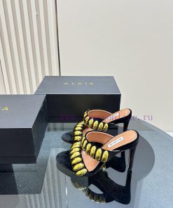 Black Color 380ALAIA24 Spring/summer Silver Metallic Suede Sandals Have Insights Into Women's B f45elp2n