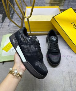 FENDI MatcHermes With The Latest Sneakers Embellished With Gray And Black Jacquard FF Fabric Ma ayt32uv6