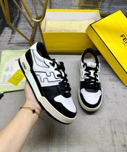 FENDI MatcHermes Sneakers With Black Cowhide Material Adorned With White And Black Cowhide Deta zrw10f3u