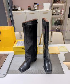 Wooden Grain Thick Heeled Pants Boots/square Toe Single ShoesFendi Top Edition 2023 Official VI wiiviudh