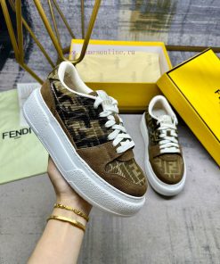 FENDI MatcHermes Comes With The Latest Sports Shoes Featuring Brown FF Jacquard Fabric And Same 7y3bqgfx