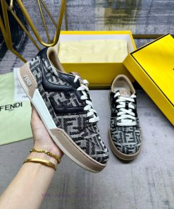 FENDI MatcHermes Comes With The Latest Sports Shoes Made Of Black FF Imitation Denim Fabric Ado rie5wgs0