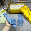 FENDI's Latest Bestseller Wide Lace Flat Bottom Slippers Striped Canvas Material+same Color Lea 2498i9i9