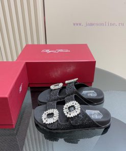 Full Diamond 350Roger Vivier | RV Double Diamond Button SlippersA Pair Of Easy To Wear Slippers 3w8b6tc5