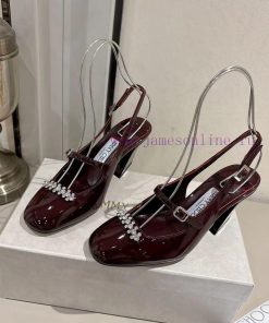 Jimmy Choo's New BELINDA SLING BACK With A Wine Red Cherry Color That Highlights The White Mary fwwts1xa