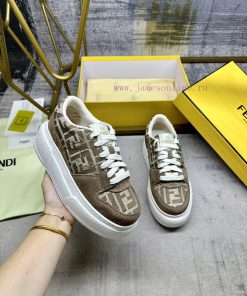 FENDI MatcHermes Comes With The Latest Sports Shoes Featuring Khaki FF Jacquard Fabric And Sued z37ag26z