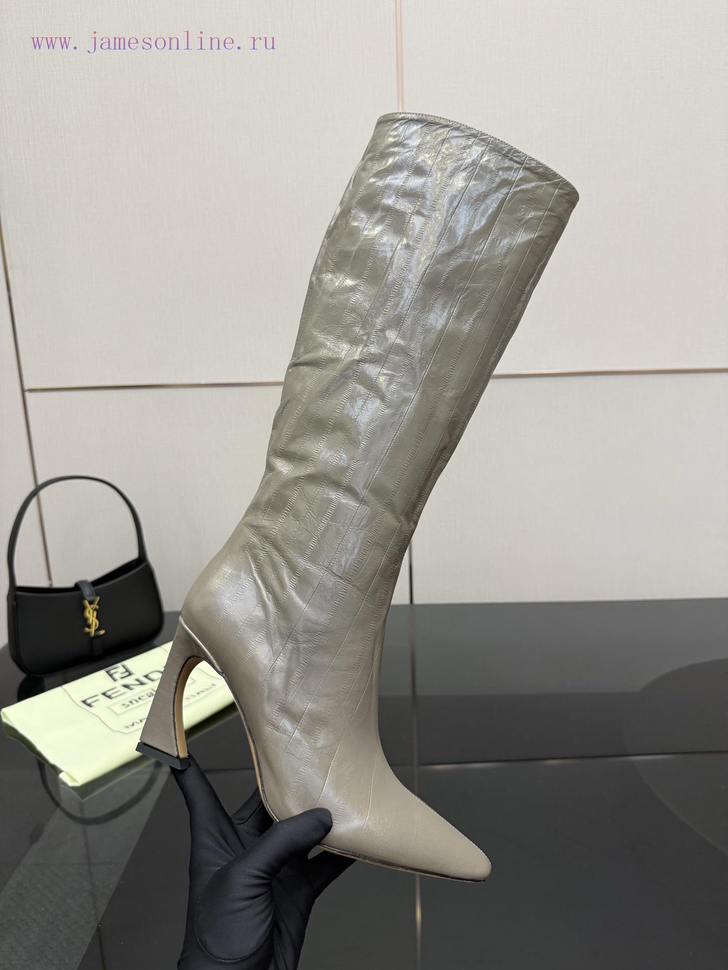 FENDI Arco Blind Eel Leather BootsThis Cylindrical Boot Features A Tapered Toe And High Heel De 66hj0evr - Image 7