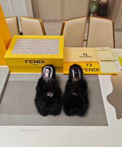 Wool Fur Series Fendi Top EditionThe Mixed Pure Wool "FF" Logo Wool Slippers Sought After By 25 z9osnhpb