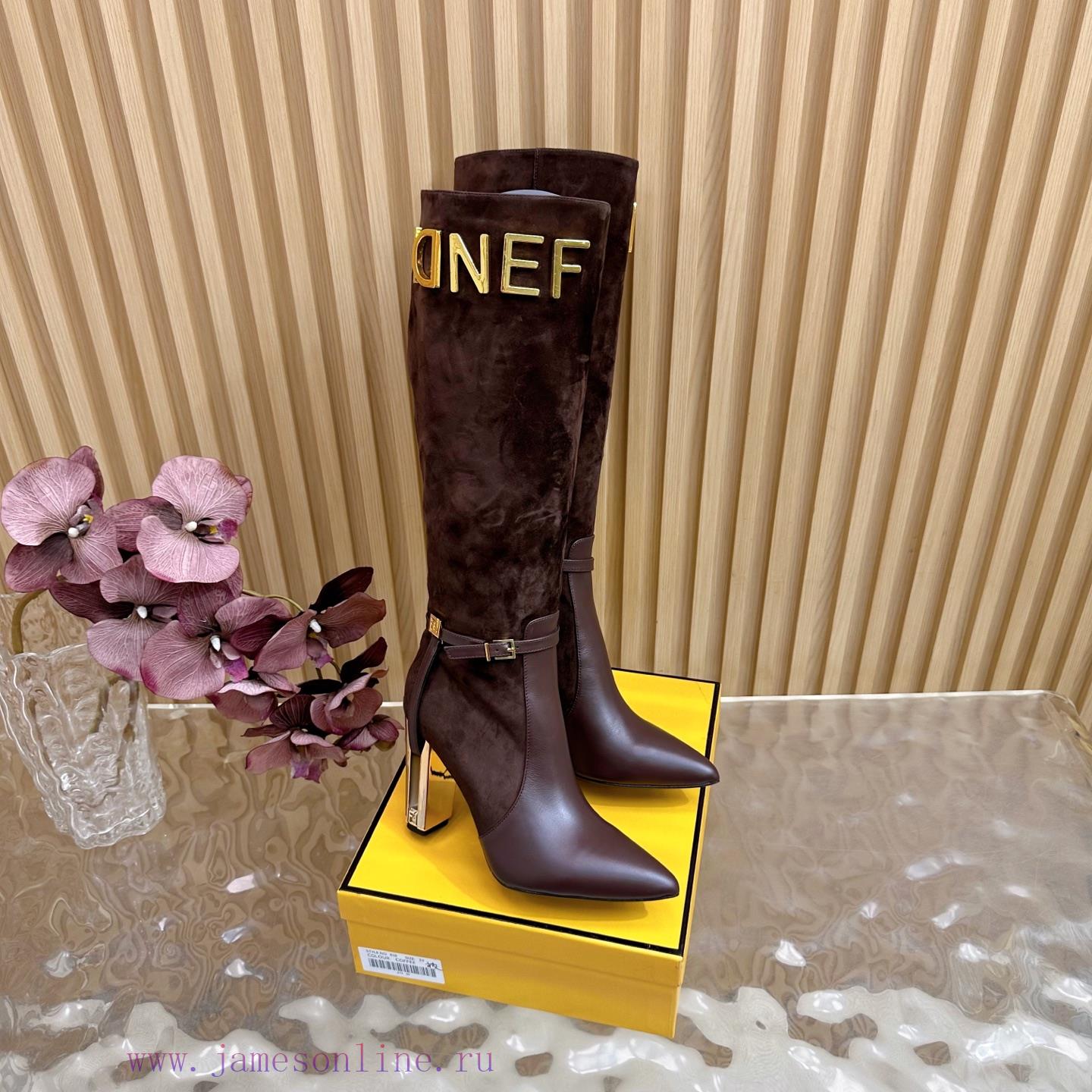 2025 Fashion Show New FENDI Hollowed Out Thick Heel Boots With 2 Different Fabrics Are Super Po qqrlvw7v - Image 3