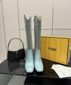 FENDI Delfina Leather High-heeled BootsRound Headed Leather Delfina Boots Featuring FF Jacquard g7wnnnvl