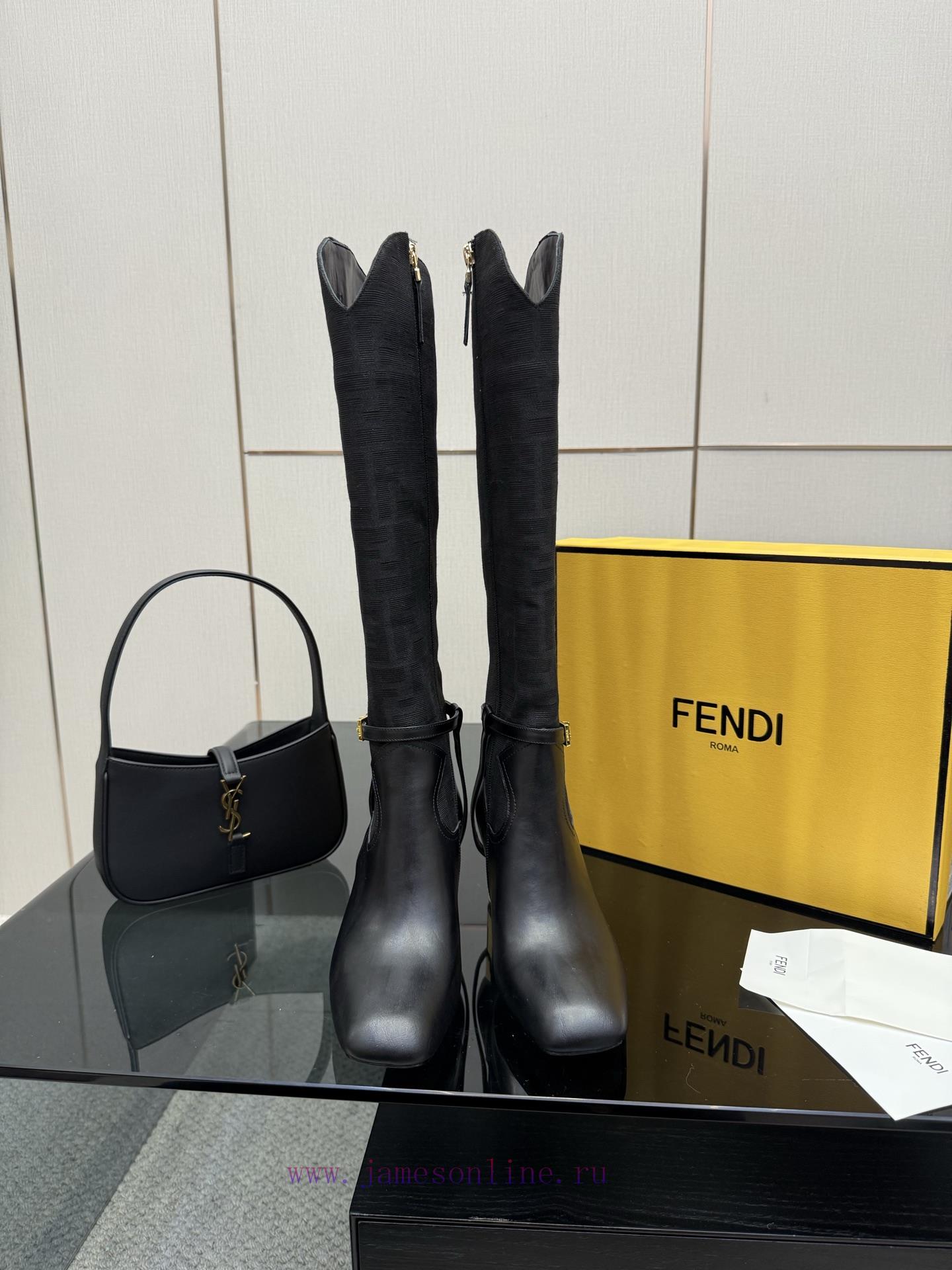 FENDI Delfina Leather High-heeled BootsRound Headed Leather Delfina Boots Featuring FF Jacquard ixzgbcwc - Image 2