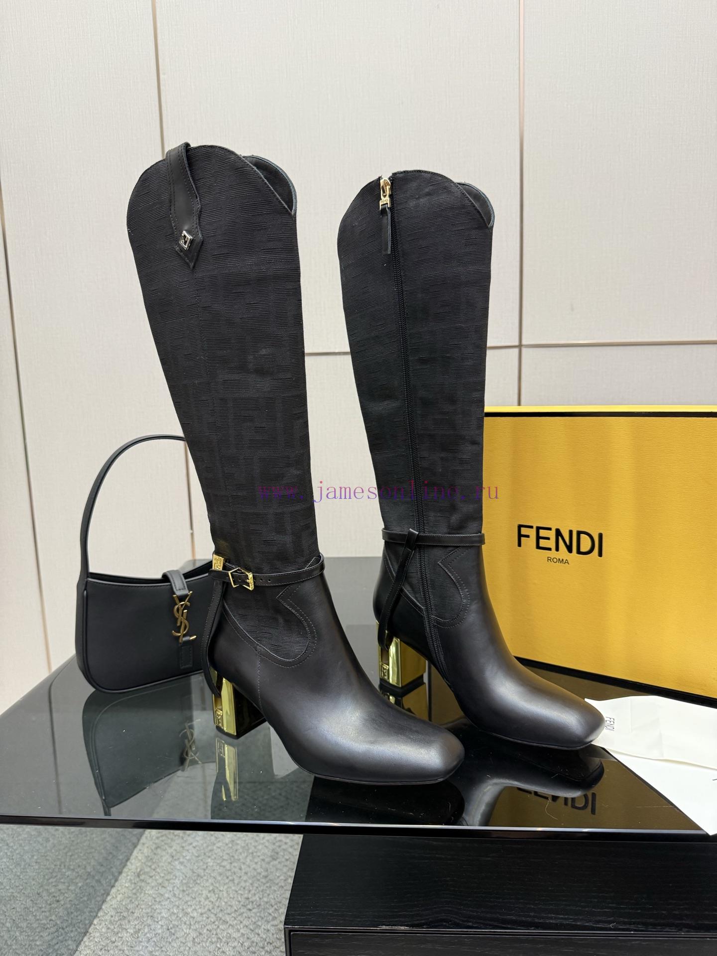 FENDI Delfina Leather High-heeled BootsRound Headed Leather Delfina Boots Featuring FF Jacquard ixzgbcwc - Image 3