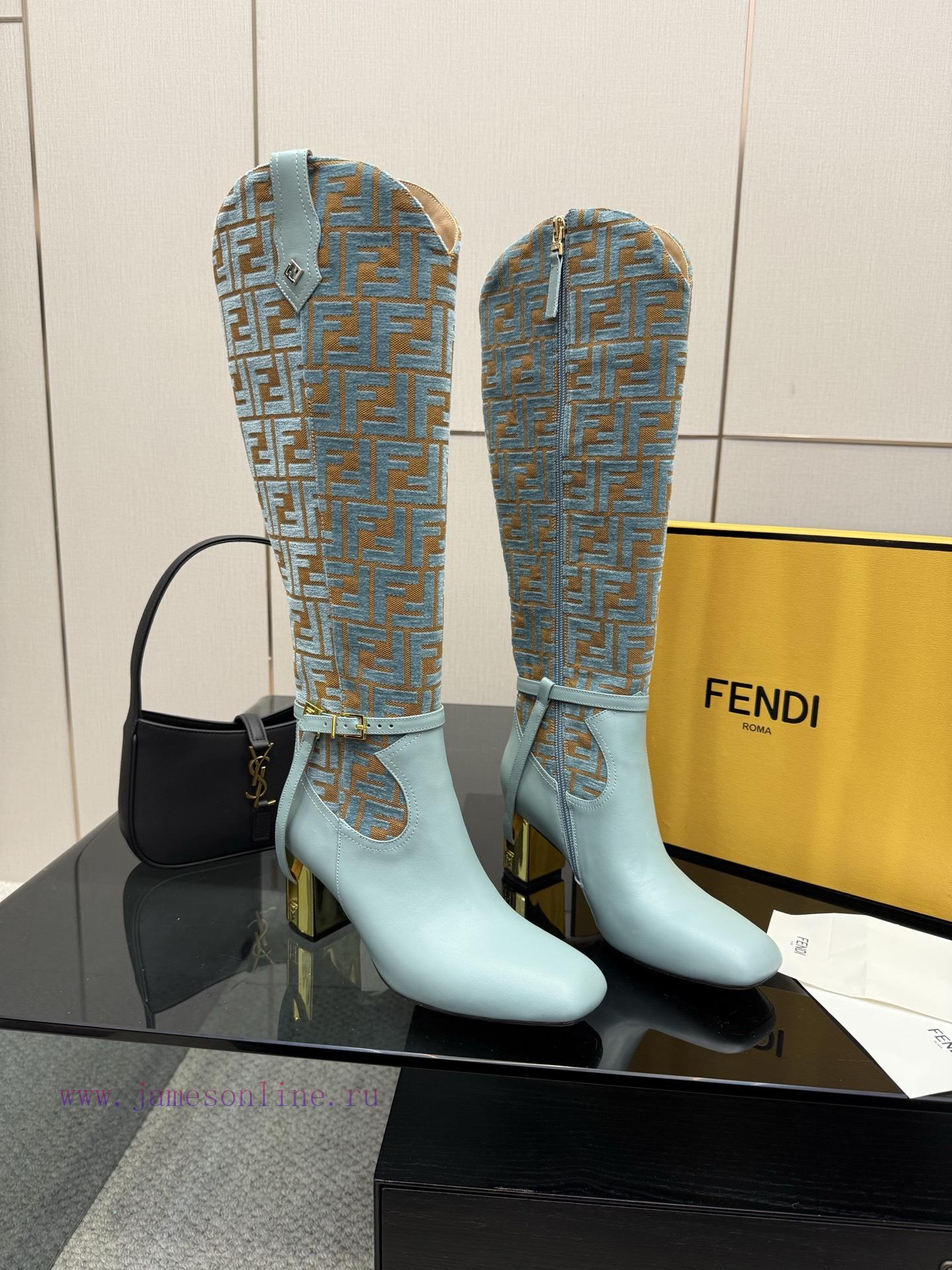 FENDI Delfina Leather High-heeled BootsRound Headed Leather Delfina Boots Featuring FF Jacquard g7wnnnvl - Image 4