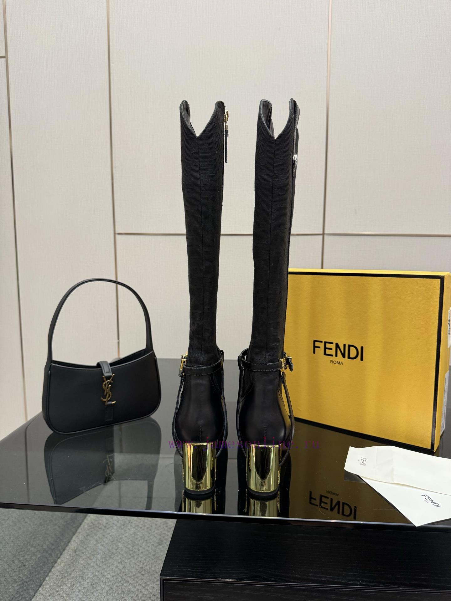 FENDI Delfina Leather High-heeled BootsRound Headed Leather Delfina Boots Featuring FF Jacquard ixzgbcwc - Image 6