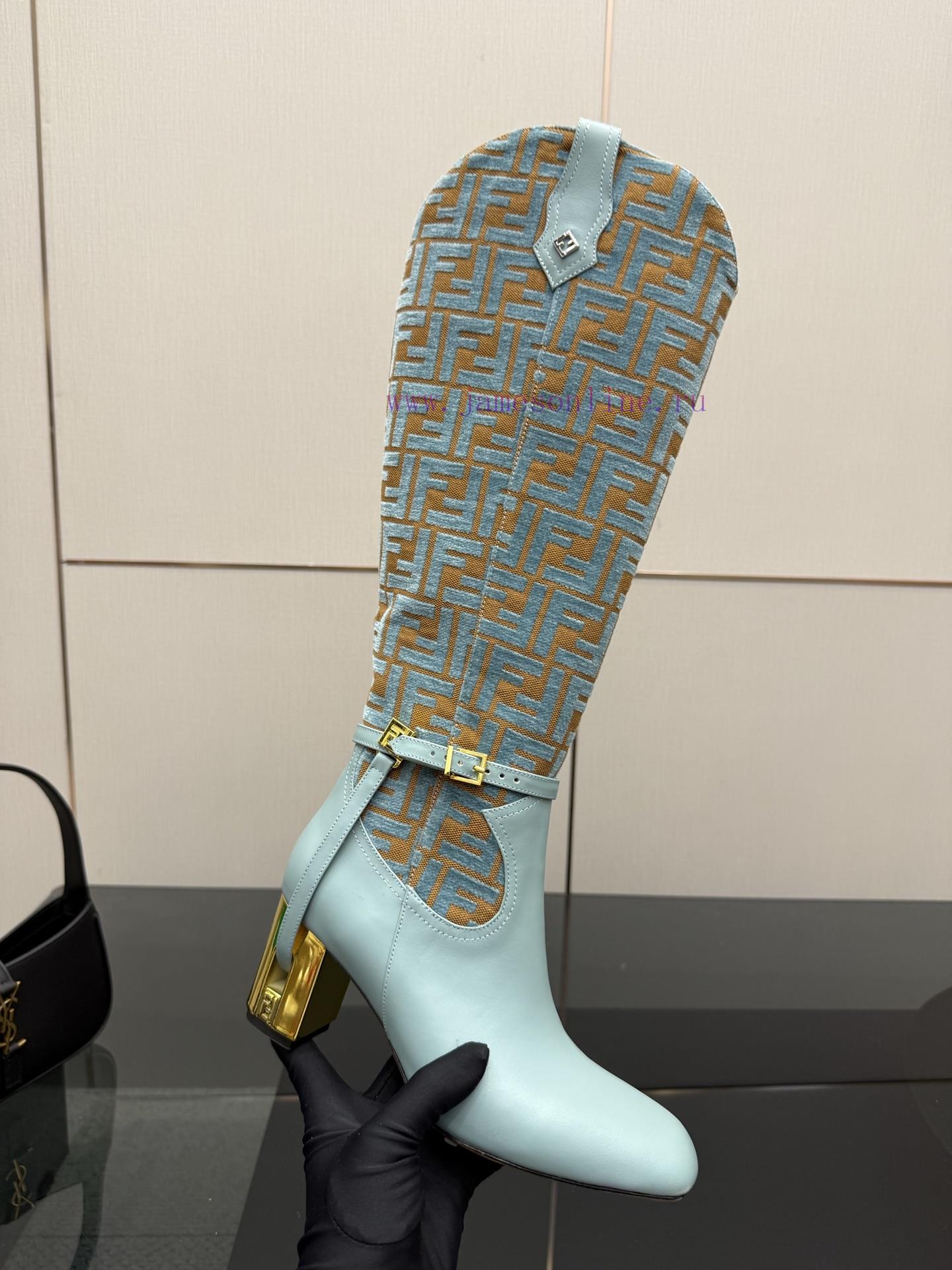 FENDI Delfina Leather High-heeled BootsRound Headed Leather Delfina Boots Featuring FF Jacquard g7wnnnvl - Image 9