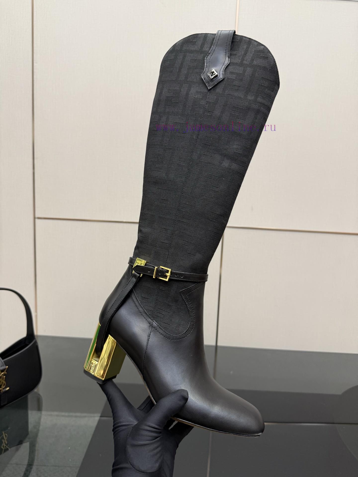 FENDI Delfina Leather High-heeled BootsRound Headed Leather Delfina Boots Featuring FF Jacquard ixzgbcwc - Image 9