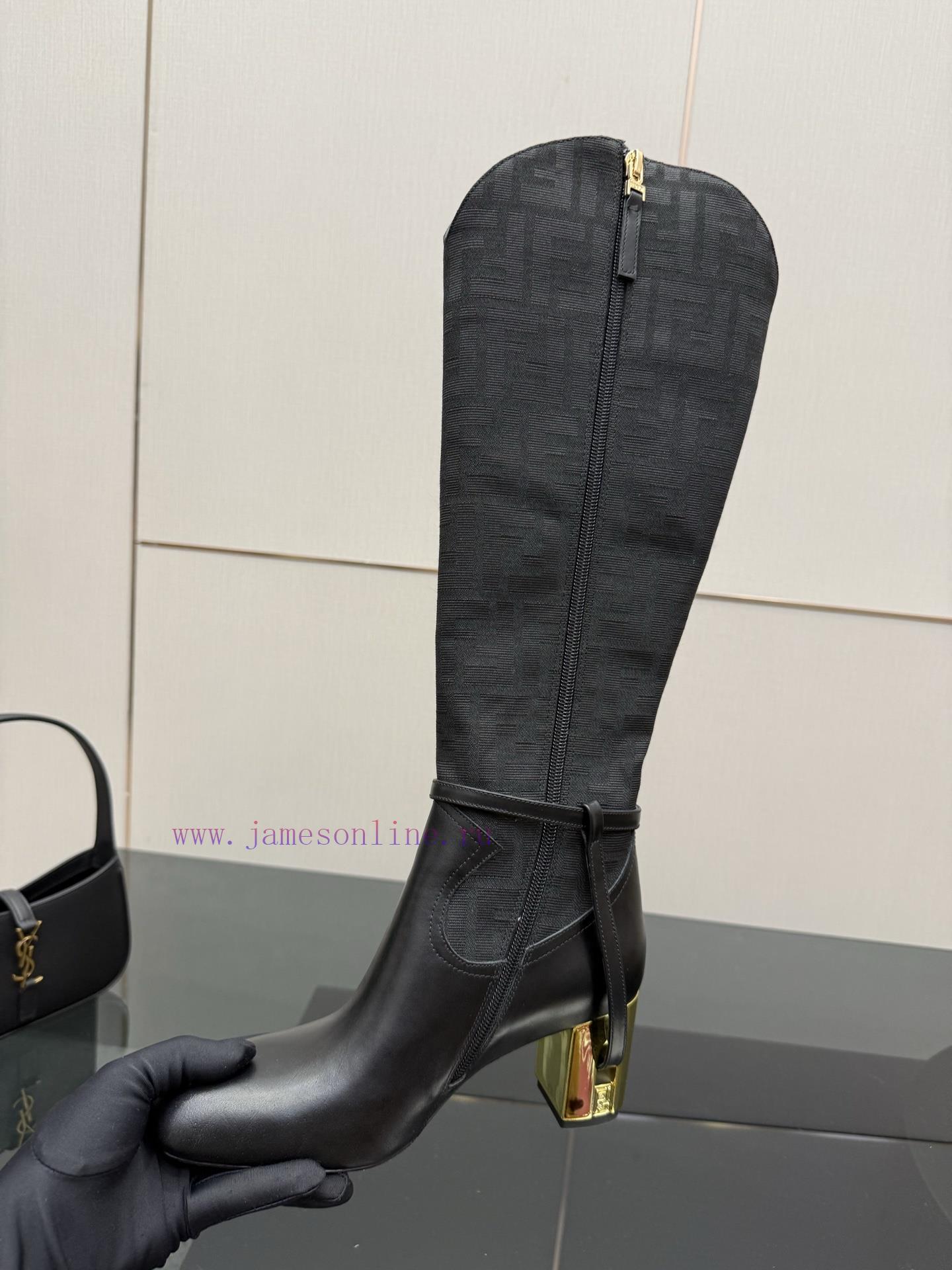 FENDI Delfina Leather High-heeled BootsRound Headed Leather Delfina Boots Featuring FF Jacquard ixzgbcwc - Image 10