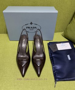 New Prada/Prada 2025ss Autumn/Winter New Product Saffiano Lacquer Leather Strap High Heels Shin 2h0ki1y8