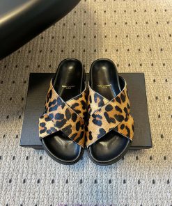 Saintlauren * 25ss Spring/Summer New Leopard Pattern Cross Belt SlippersThe Upper Of The Shoe A 6n9z9dee