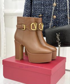 Valentino/Valentino 25WF New Product Big VMetal Buckle Waterproof Platform High-heeled Short Bo rljx96nd