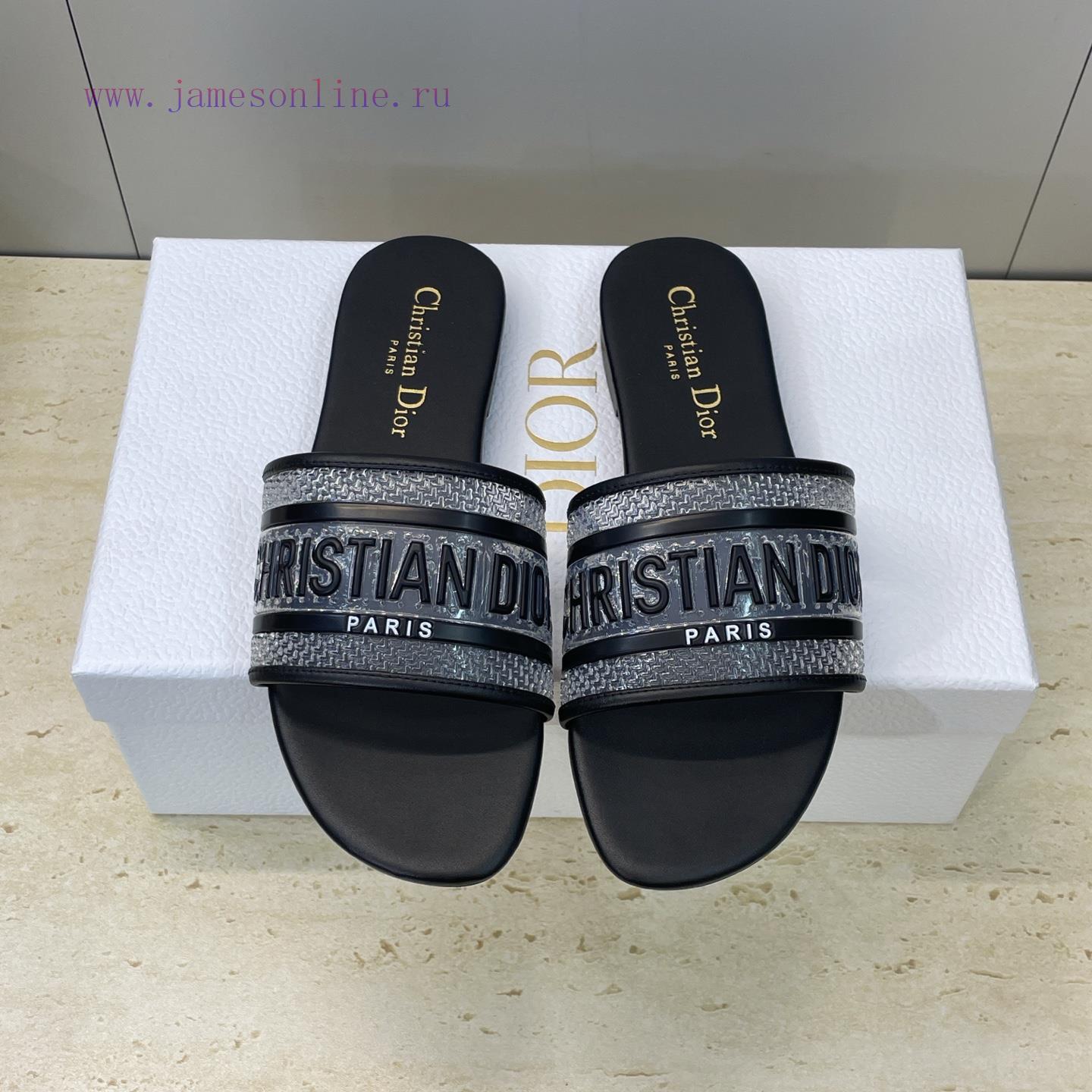 Dior 2026 Early Spring New DWAY Flat Bottom Straight Drag Jelly Colored Women's Shoes CD Letter kvi9g8e6 - Image 2