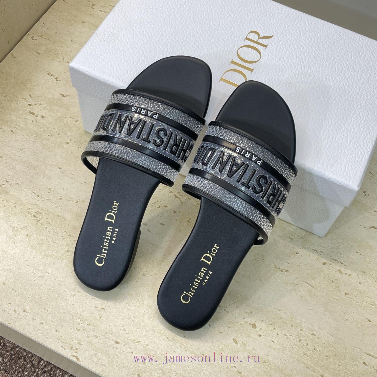 Dior 2026 Early Spring New DWAY Flat Bottom Straight Drag Jelly Colored Women's Shoes CD Letter kvi9g8e6 - Image 5