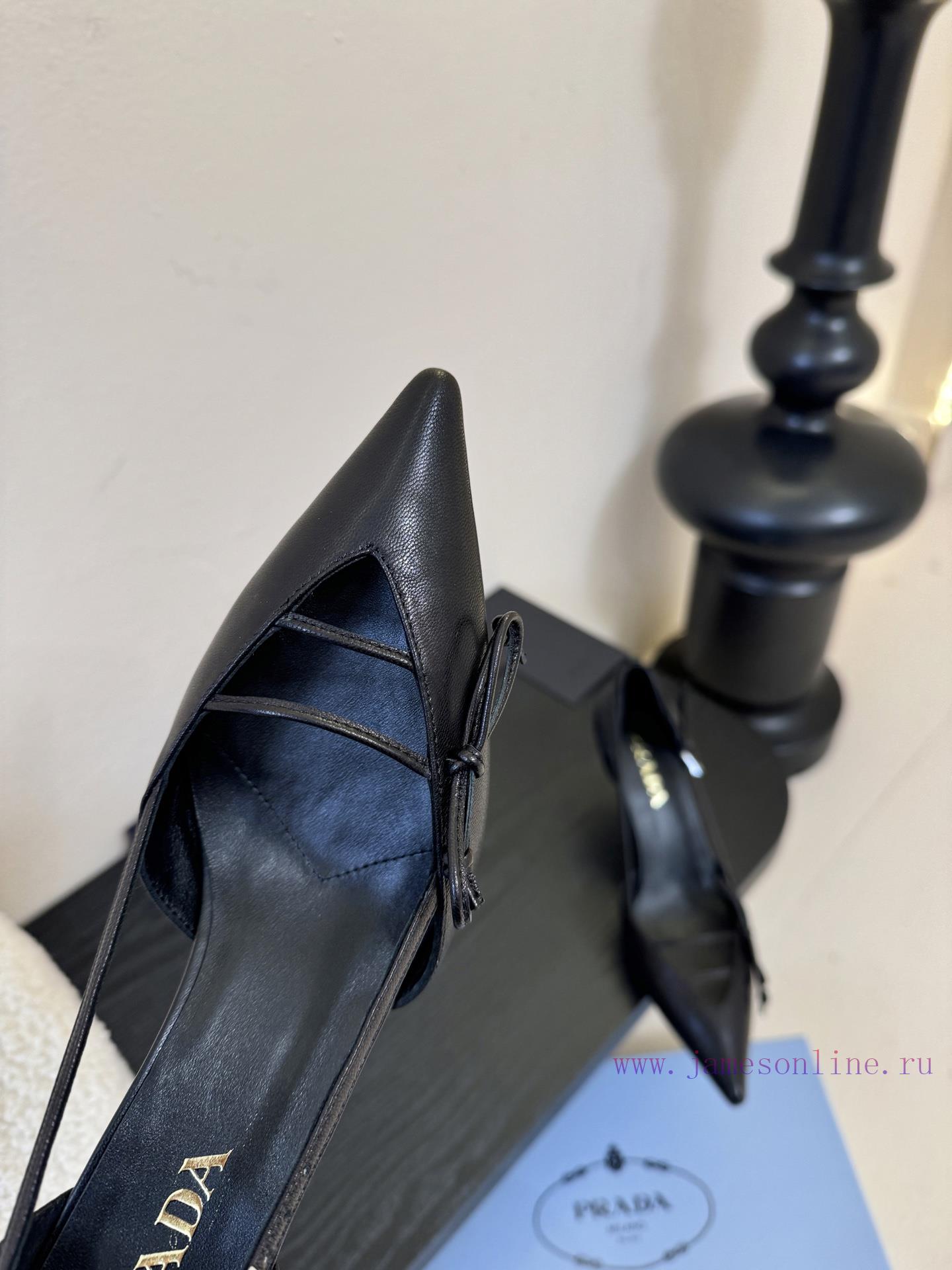 Prada 26ss Classic Triangle Logo Pointed Small High Heel Single ShoeThe Combination Of Sharp Po 3i7qu1nv - Image 7