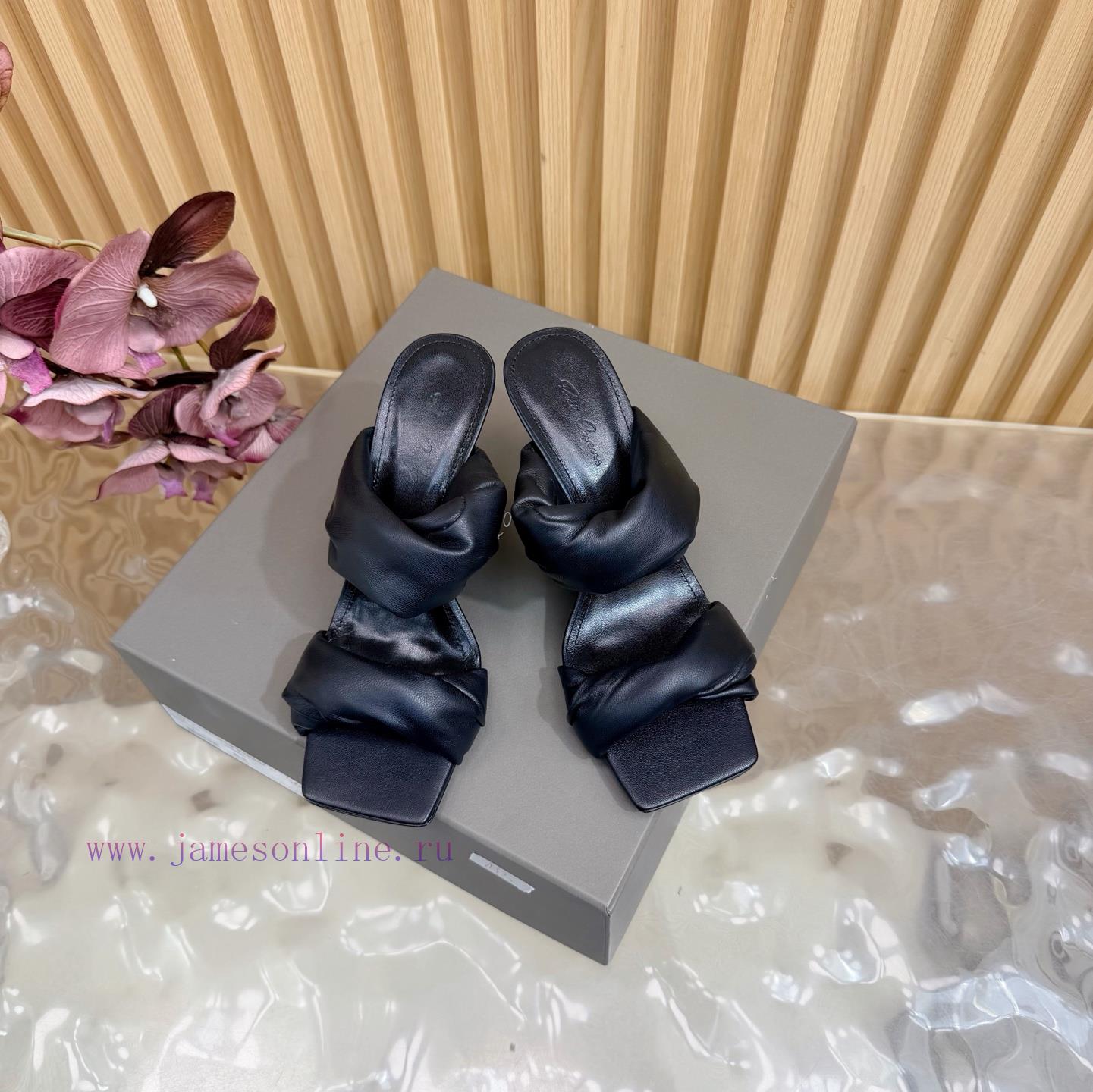 New RICK OWENS High-heeled Pleated Twisted Floral Wedge Sandals For Autumn And Winter 2025 Will 3mo0wwjc - Image 4