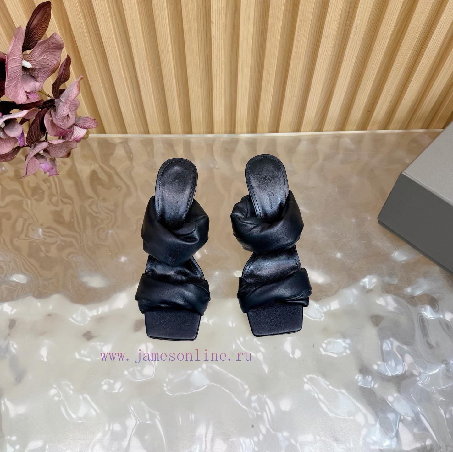 New RICK OWENS High-heeled Pleated Twisted Floral Wedge Sandals For Autumn And Winter 2025 Will 3mo0wwjc - Image 5