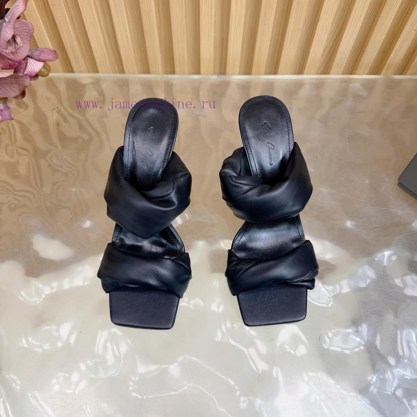 New RICK OWENS High-heeled Pleated Twisted Floral Wedge Sandals For Autumn And Winter 2025 Will 3mo0wwjc - Image 6