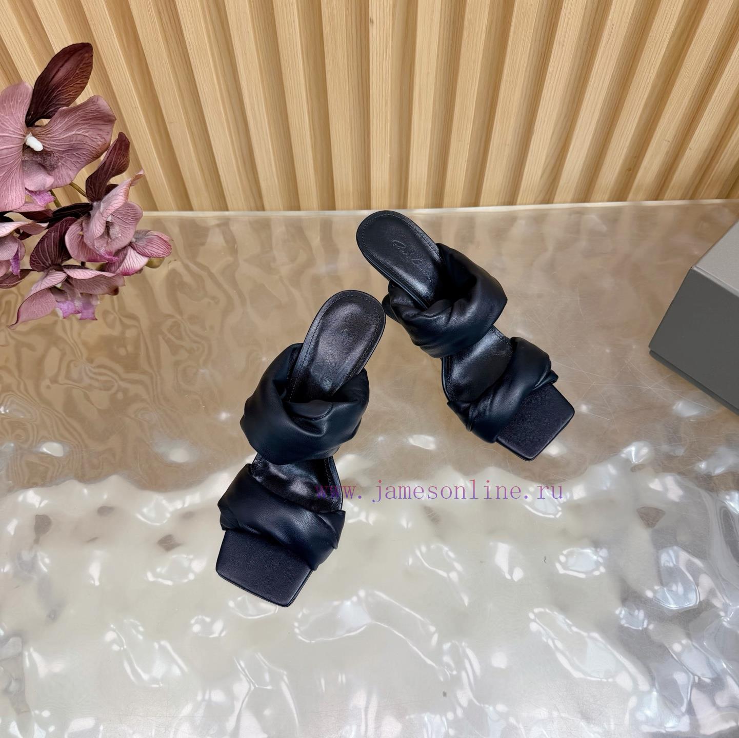 New RICK OWENS High-heeled Pleated Twisted Floral Wedge Sandals For Autumn And Winter 2025 Will 3mo0wwjc - Image 7