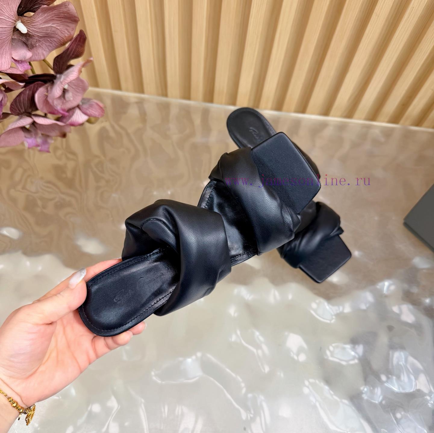 New RICK OWENS High-heeled Pleated Twisted Floral Wedge Sandals For Autumn And Winter 2025 Will 3mo0wwjc - Image 10