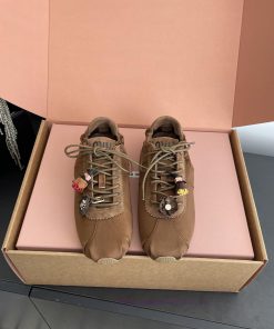 Miu Miu 26ss New Satin Ballet Training Shoes Casual ShoesCombining The Casual And Sporty Feel O 40obqlkm