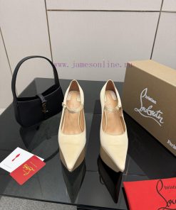 Christian Louboutin High Heels Patent Leather Fabric Red Sole Straight Stripe Design For Slimmi heet70rm