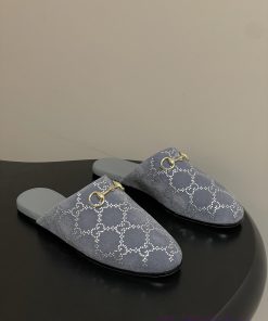 -2026 Spring/Summer New Gucci GG Gucci Water Diamond Swan Suede Mill Shoes Classic Horseneck Bu 082pzzgw
