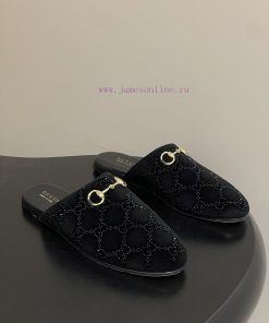 -2026 Spring/Summer New Gucci GG Gucci Water Diamond Swan Suede Mill Shoes Classic Horseneck Bu ajj2tvvv