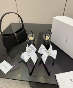 Top TierSaint Laurent/Saint Laurent Bow Sandals Pointed High Heels YSL Sister's Beautiful Objec h1l42h0h